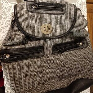 Herringbone backpack purse